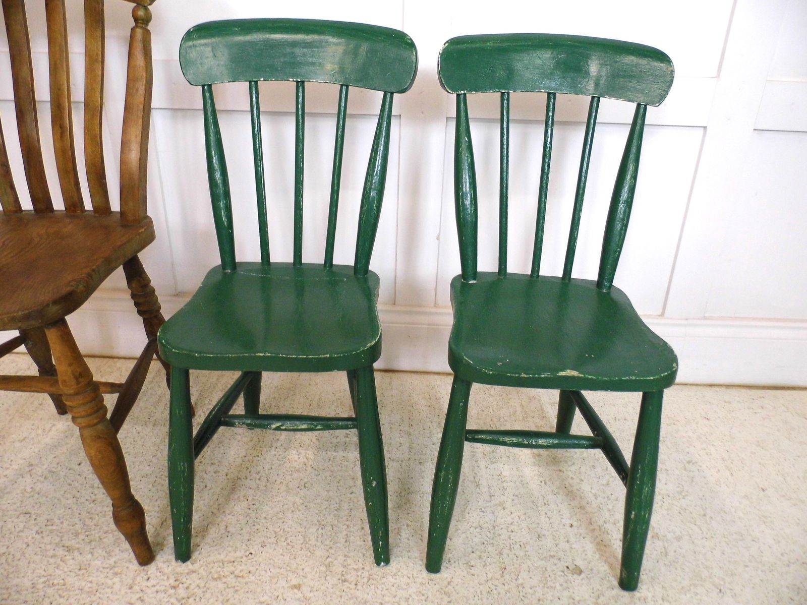 Pair Of Primitive Welsh Childs Farmhouse Folk 19th Century Chairs photo vinterior
