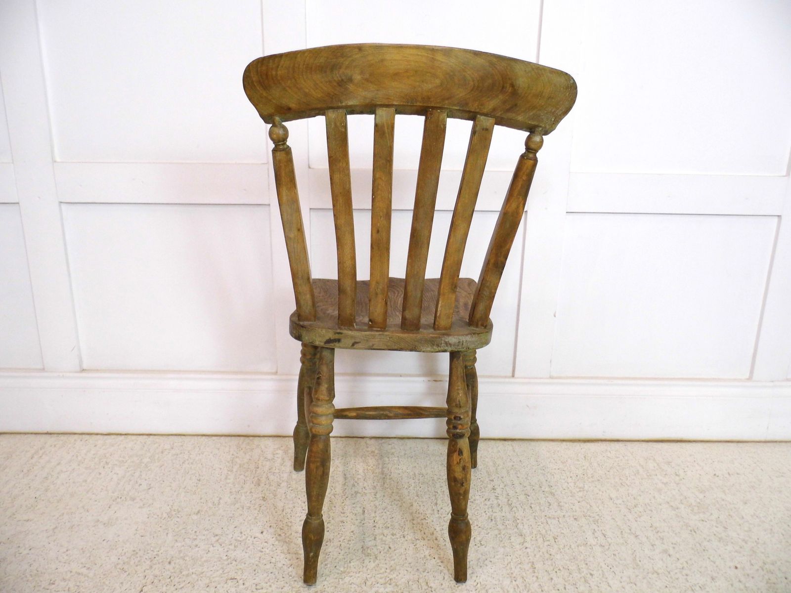 photo furniture Antique Lathback Welsh Windsor Chair Elm Seat G H Moore Carnarvon Stamp 1920s