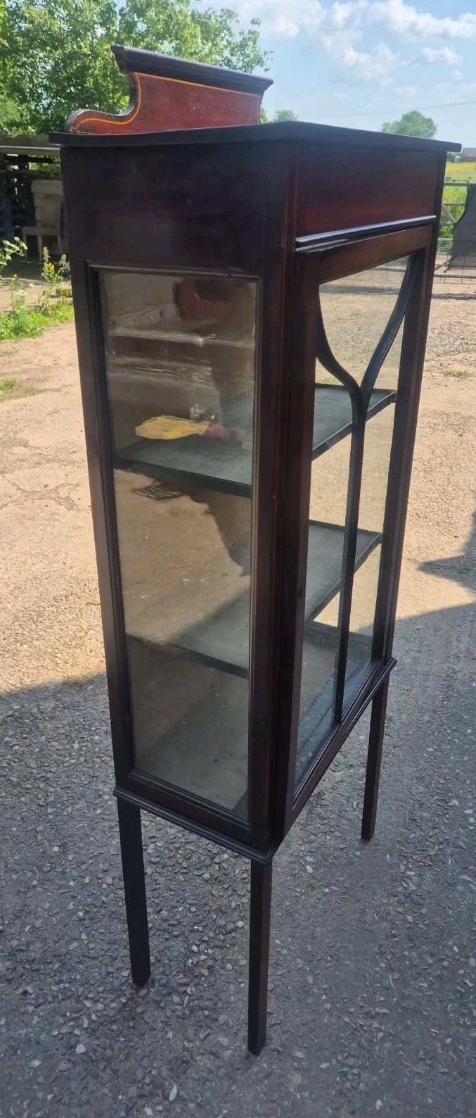 Tall Edwardian Inlaid Mahogany Display Glass Cabinet photo Furniture