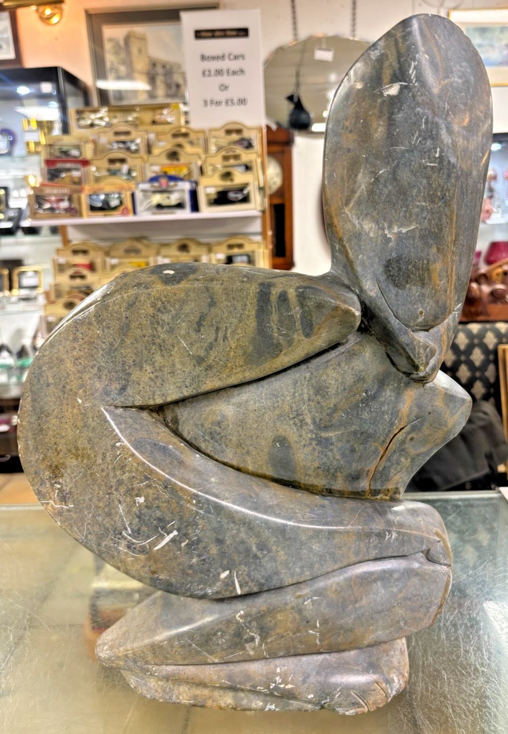 Vintage Large Shona/ Soapstone Carved Seated Lady Statue
