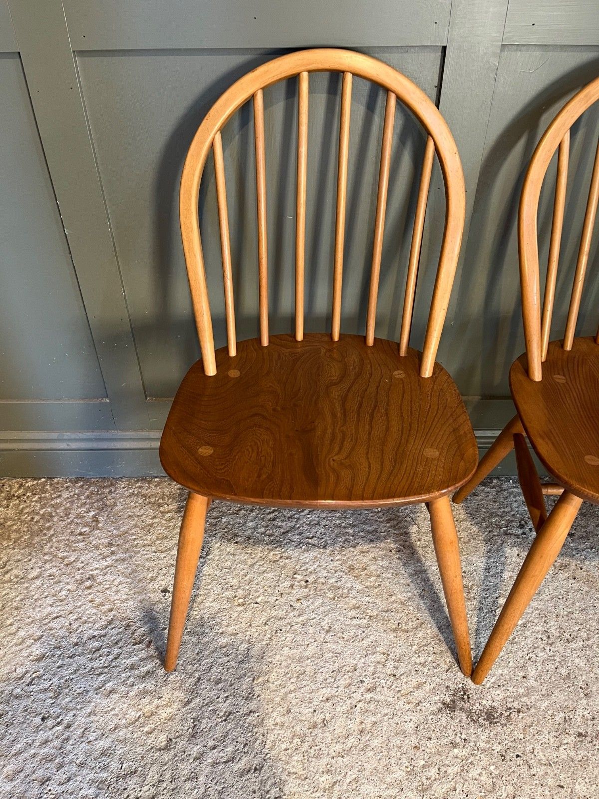 photo buy Vintage Ercol Chairs Windsor Dining Chairs Blonde Wood Tone Delivery Available