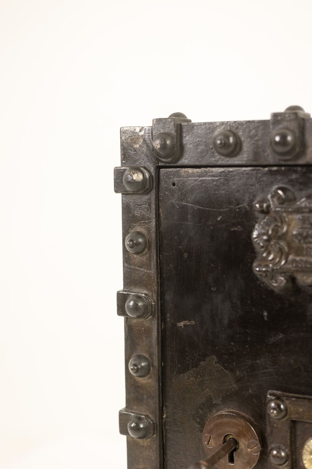 Home Decor Bauche. Antique Small Metal Travel Safe. Napoleon III Period. photo