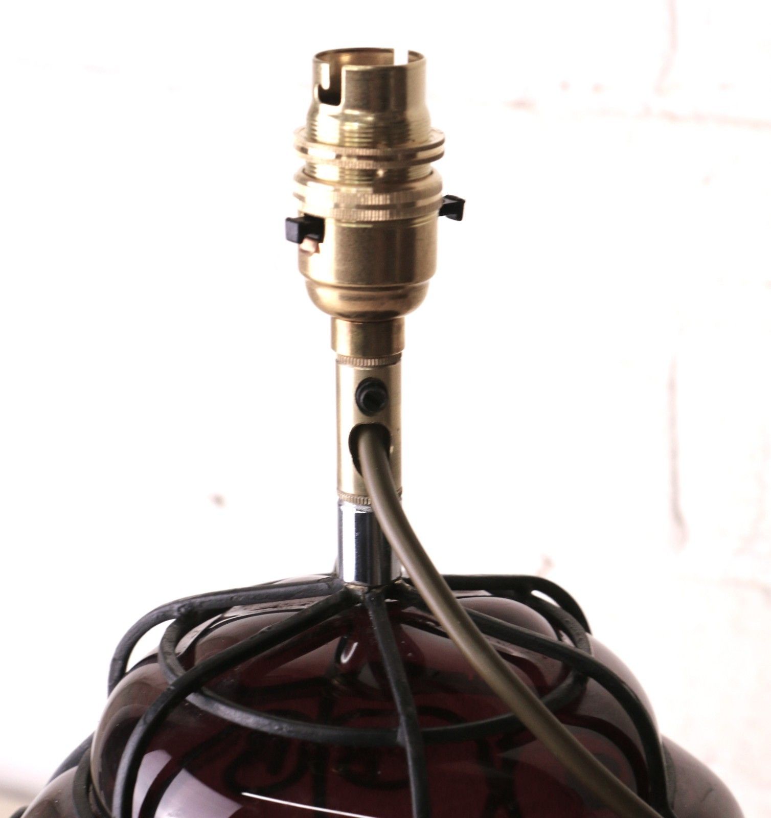 Antique Table Lamp Italian Cage Blown Glass Lamp Ruby Red 1920's Venetian Glass photo Lighting