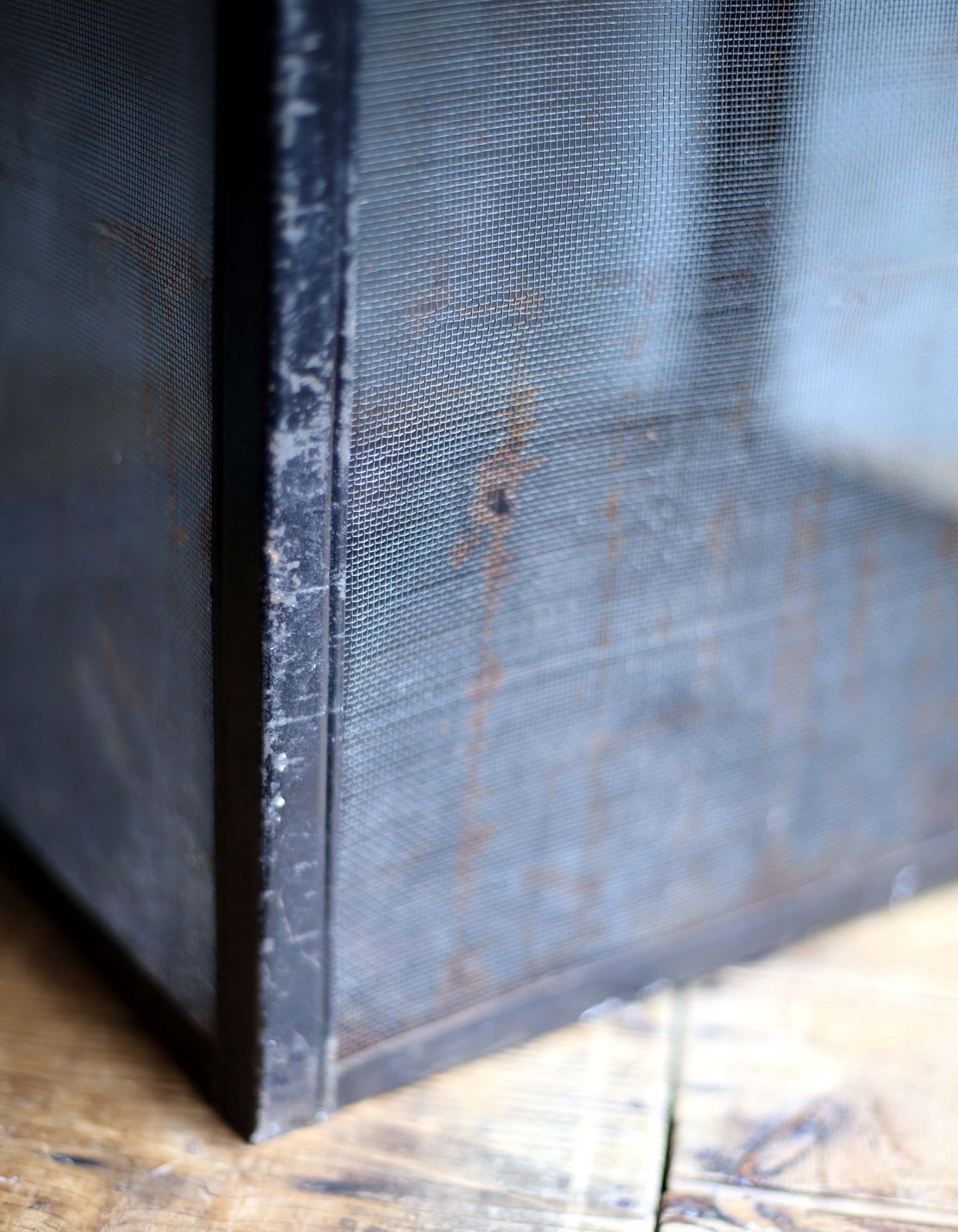 Furniture Huge French Fromager Garde Manger Large Black Wire Mesh Food Storage Box Meat Cheese Safe Keeper Storage Cabinet Larder photo