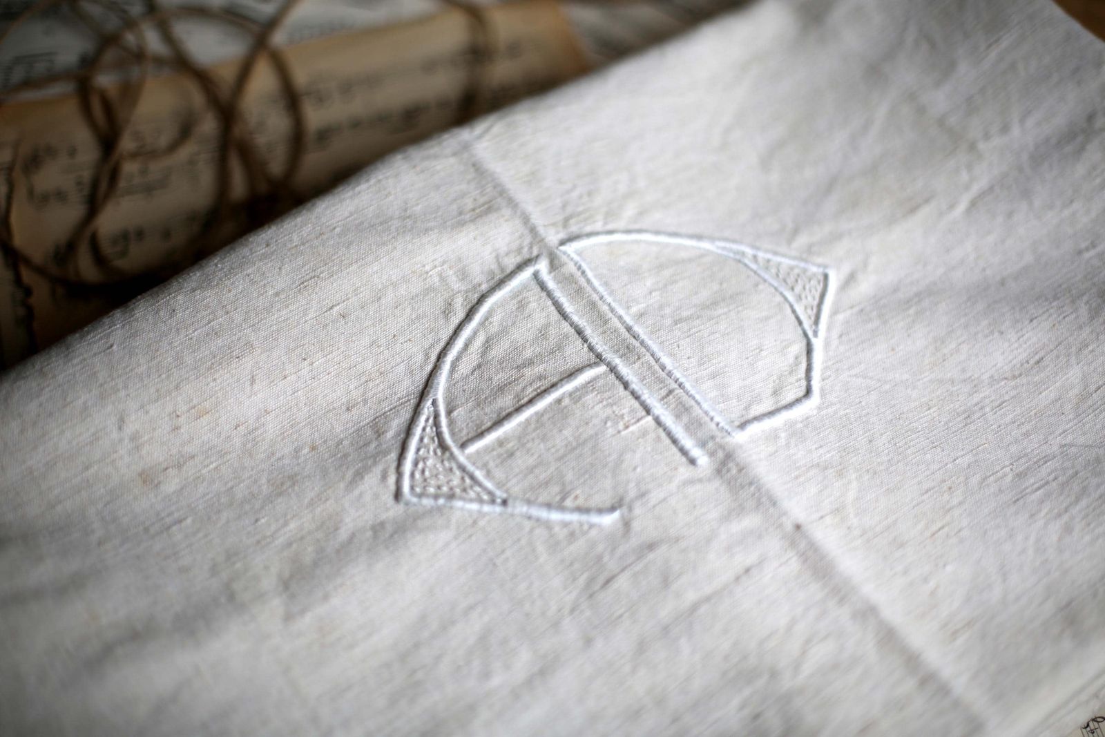 Large Antique French Bed Sheet White Linen Metis Monogrammed Homespun Hand Embroidered Loomed Fabric Ad Double photo for sale