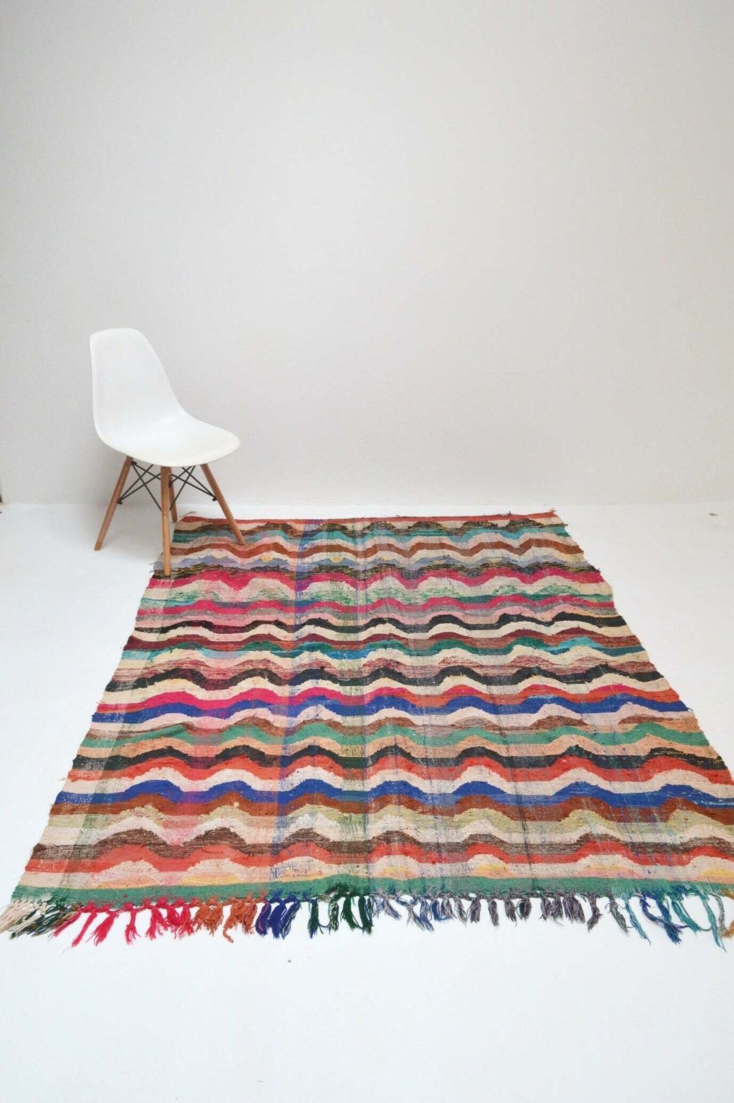Vintage Moroccan Hanbal Rug Flatweaved Berber Carpet photo for sale