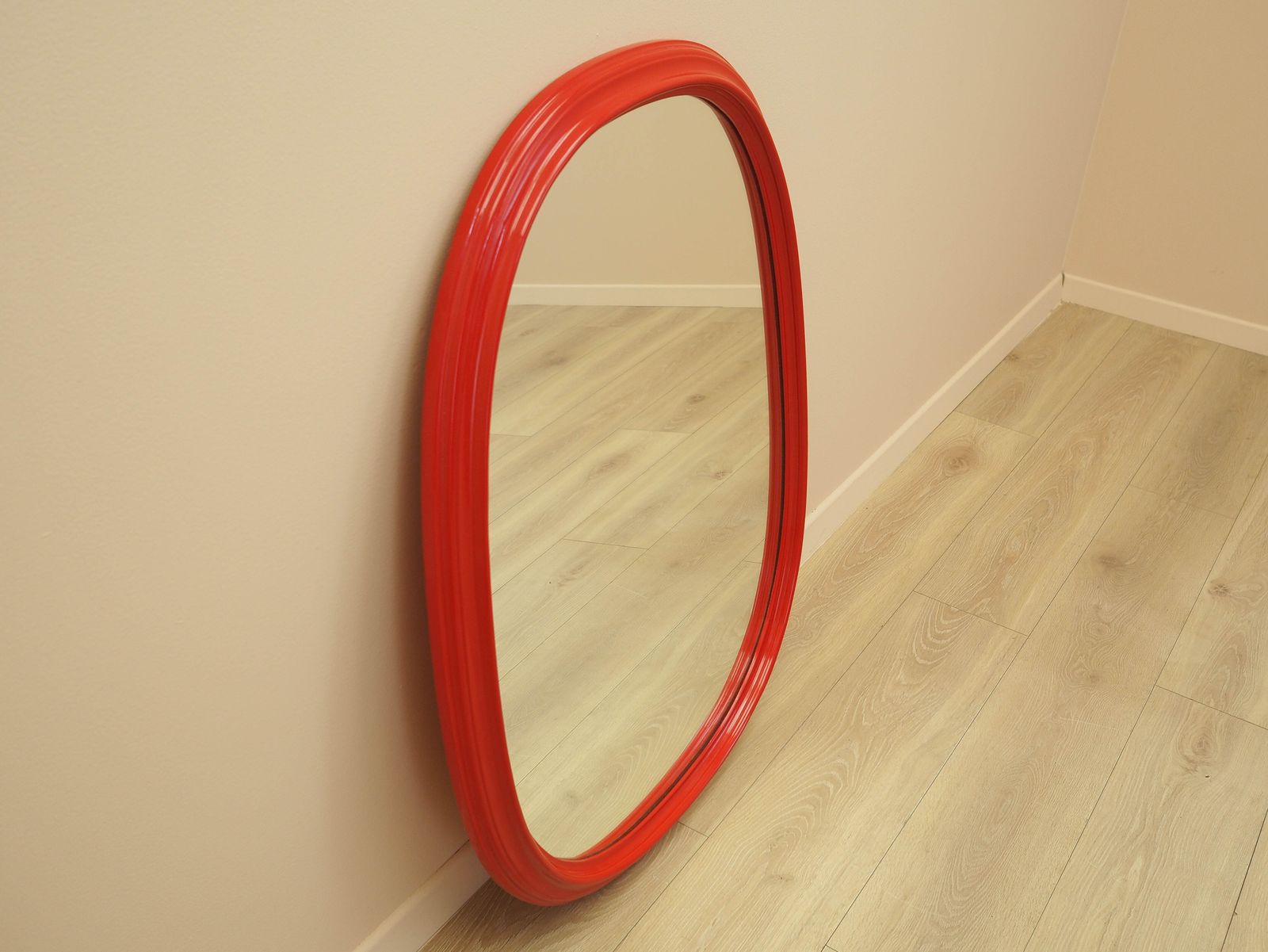 Mirror In A Red Frame, Danish Design, 1970s, Made In Denmark photo Home Decor