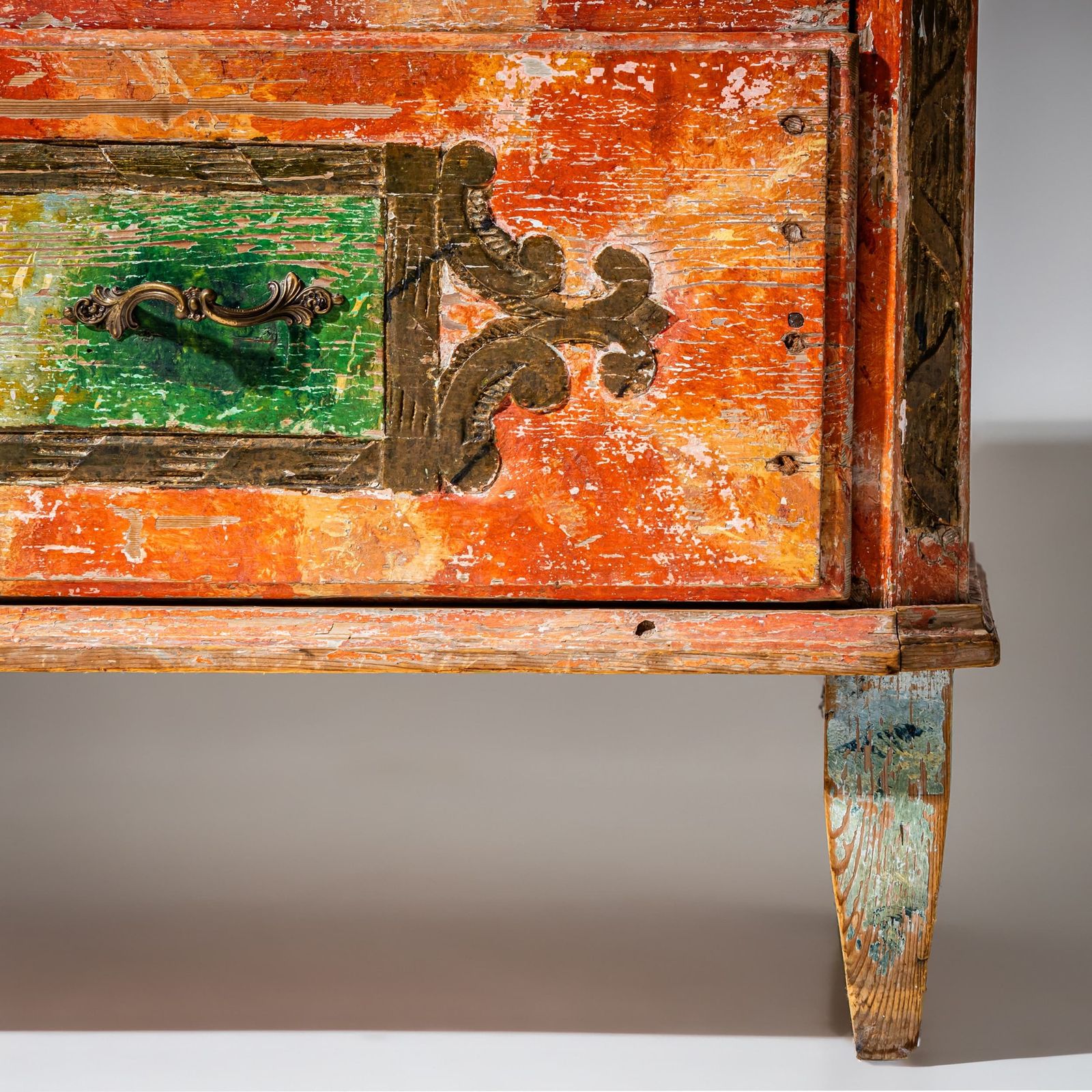 Red Painted Commode, Irschenberg, Southern Germany, 19th Century photo buy