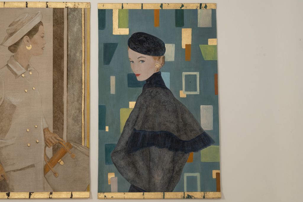 Painted Canvas Depicting A Woman From The 1950s. Contemporary Work. photo buy