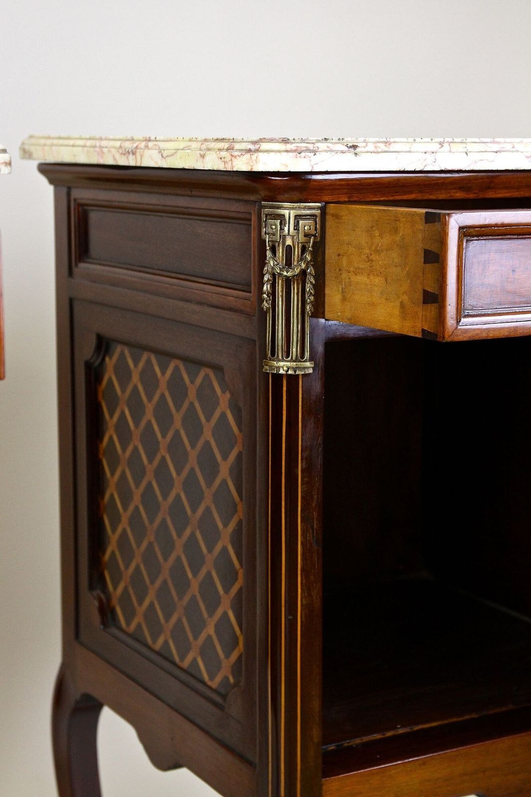 5300.0 19th Century Pair Of Transitional Nightstands/ Side Tables, France Ca. 1870 photo