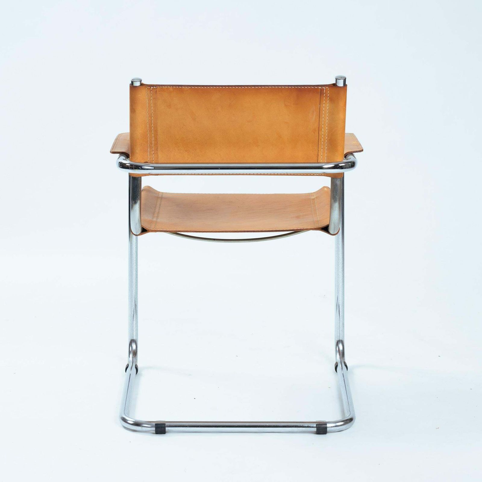 4 Cognac Saddle Leather Cantilever Bauhaus S 34 B 34 Chairs, 1970s photo vinterior