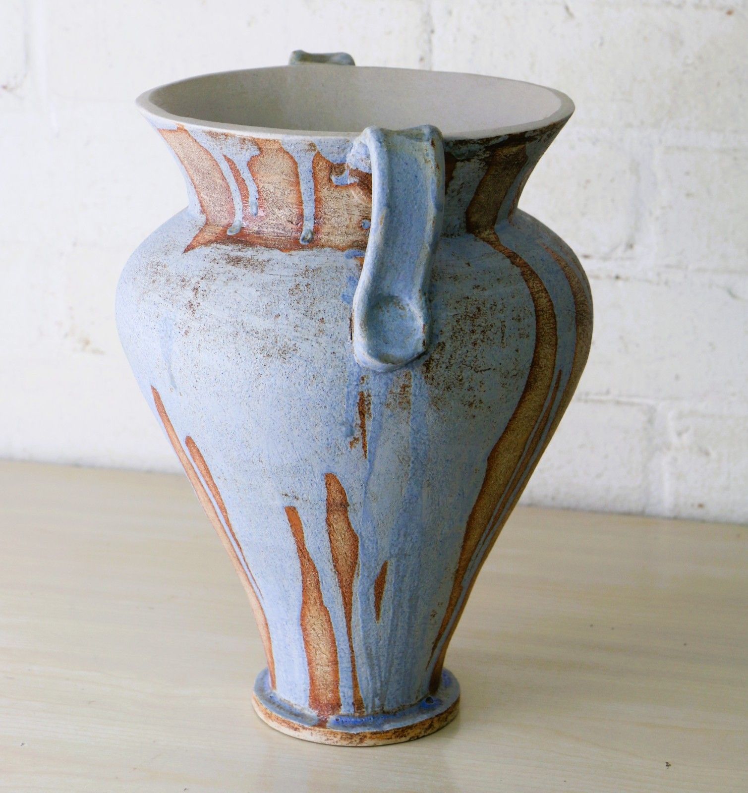 Large Ceramic Vase Studio Pottery By Jean Langdon Classic Urn Styled Blue Brown photo buy