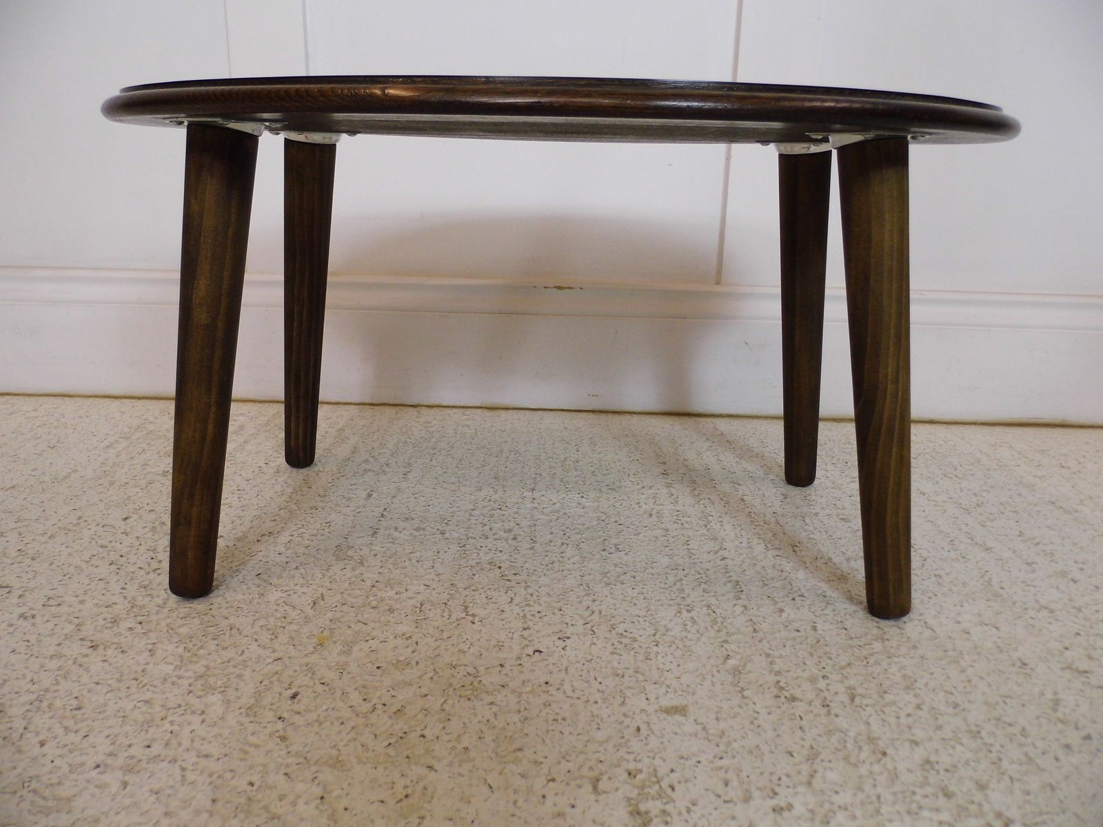 Vintage Retro Oak Formica Topped Oval Coffee Table Tapering Wooden Legs 1970s photo buy