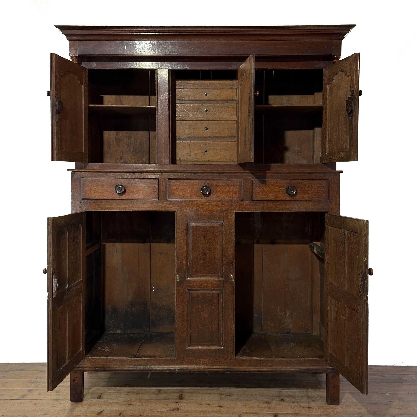Antique 18th Century Welsh Oak Cwpwrdd Deuddarn | Antique Cupboard | Storage Cupboard | Antique Storage | Vintage Furniture (M 6910) photo for sale