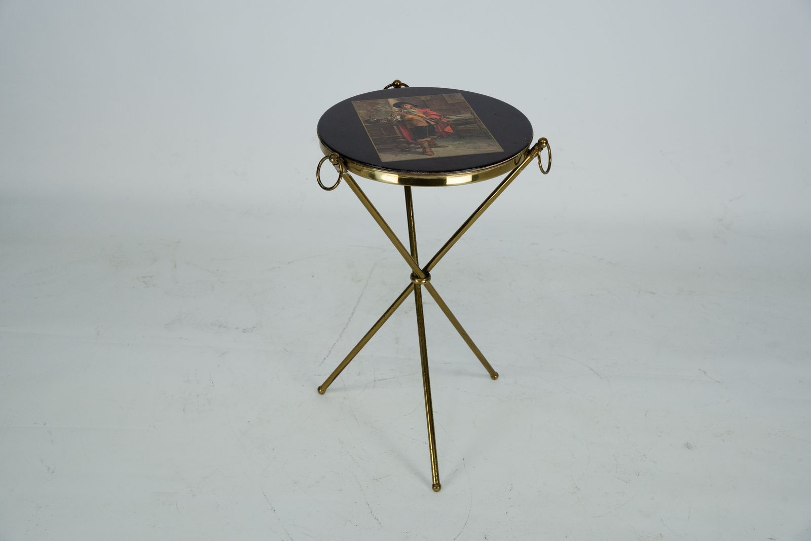 Small Italian Brass And Wood Tripod Coffee Table From 50s photo furniture