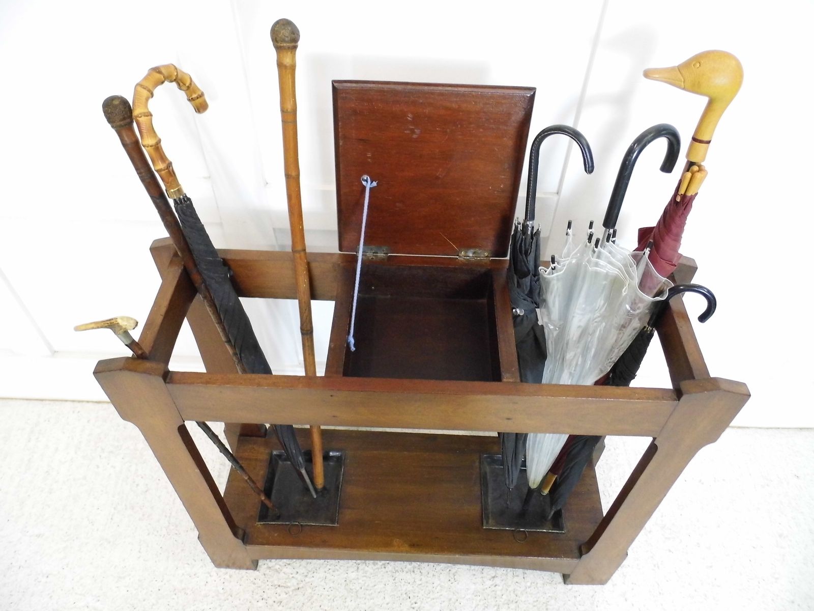 Antique Edwardian Mahogany Umbrella Stand / Stick Stand Arts & Crafts Hall Stand photo vintage
