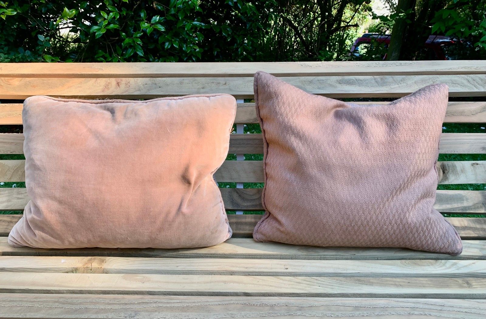 Near Pair Of Vintage Tapestry Feather Cushions, Floral Needlepoint Country House photo Textiles