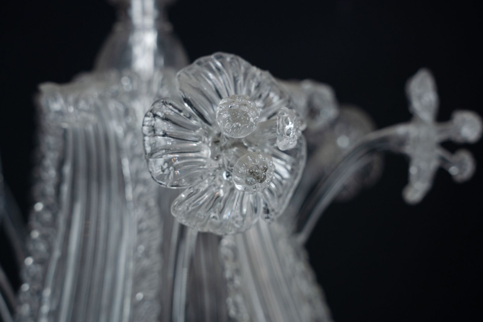 photo for sale 1940s Vintage Murano Clear Glass Chandelier, Classic Italian Art Glass