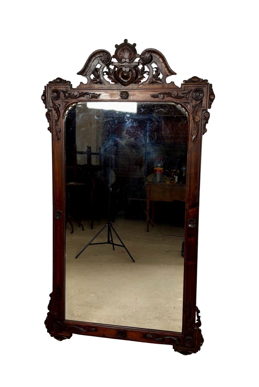 Grote Renaissance Revival spiegel in hardhout, eind 19e eeuw photo furniture