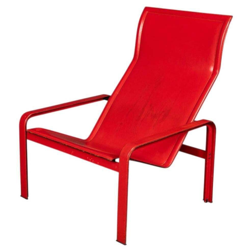 20thc Italian Red Leather Chair By Toussaint & Angeloni For Matteo Grassi C.1970