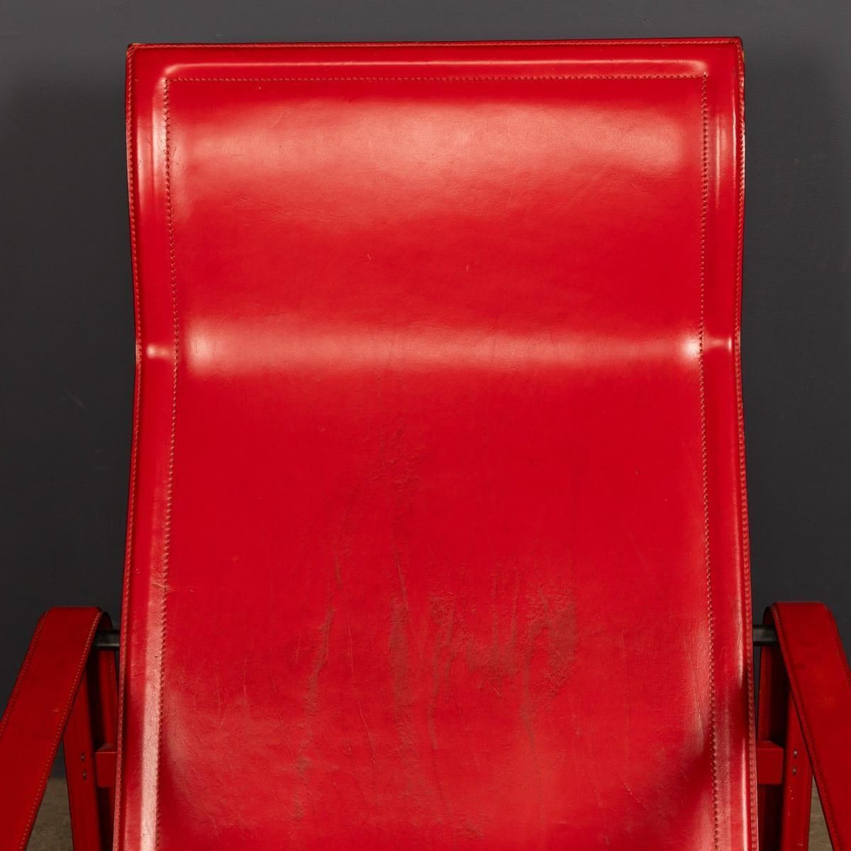 20thc Italian Red Leather Chair By Toussaint & Angeloni For Matteo Grassi C.1970 photo buy