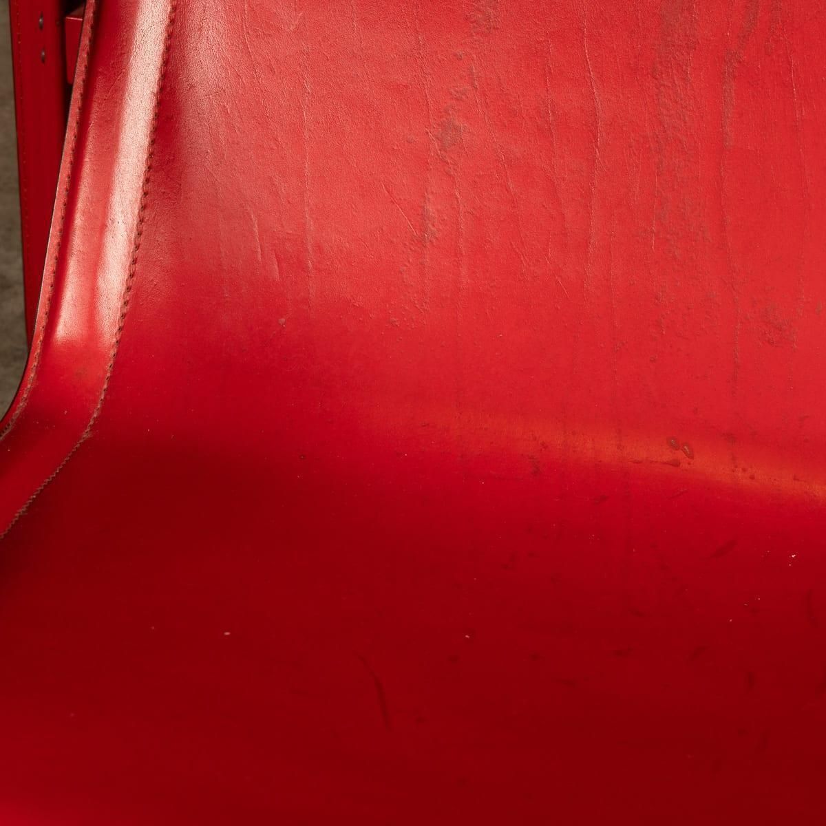 photo vinterior 20thc Italian Red Leather Chair By Toussaint & Angeloni For Matteo Grassi C.1970
