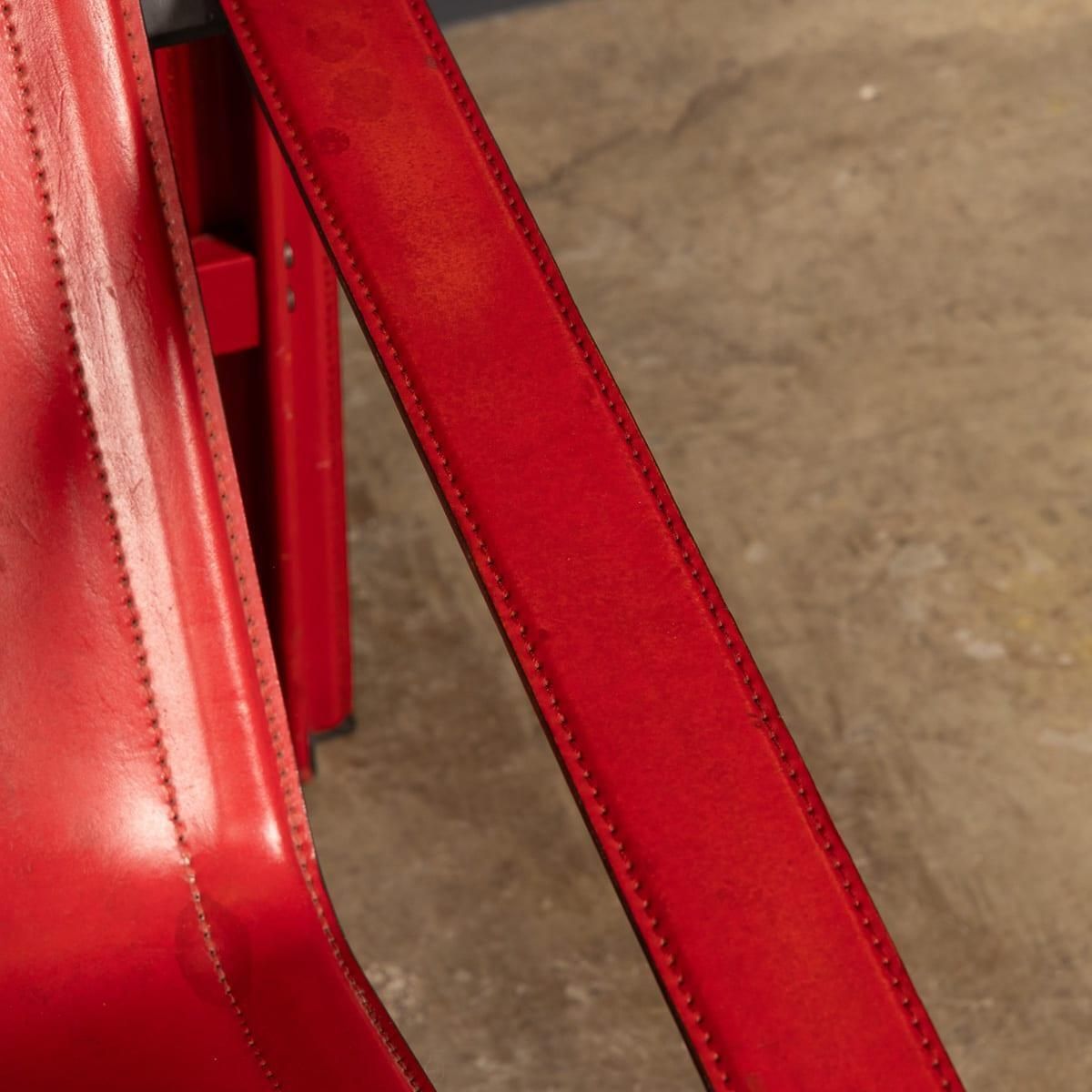 photo vintage 20thc Italian Red Leather Chair By Toussaint & Angeloni For Matteo Grassi C.1970