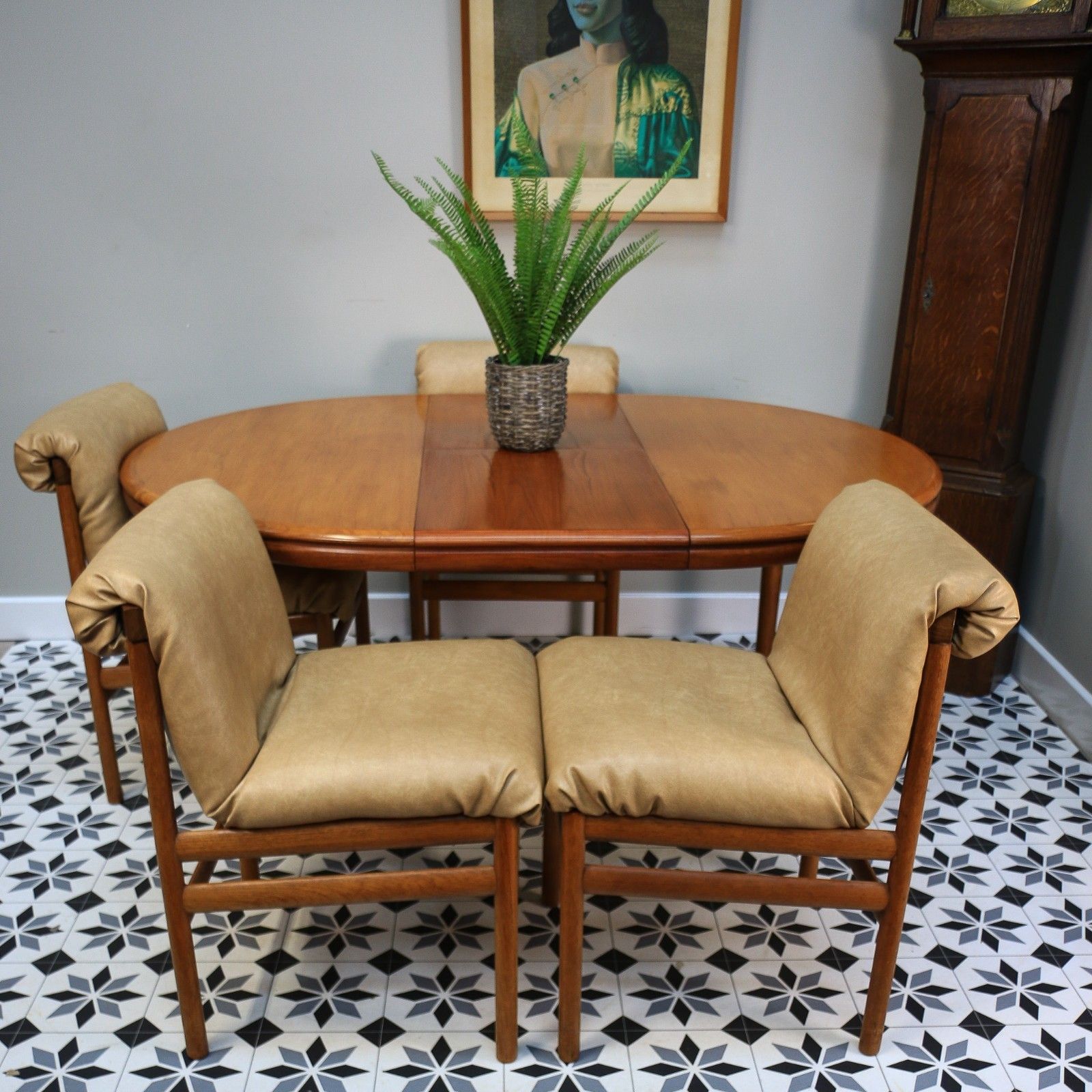 995.0 White And Newton Teak Dining Table And Four Chairs 1960s photo