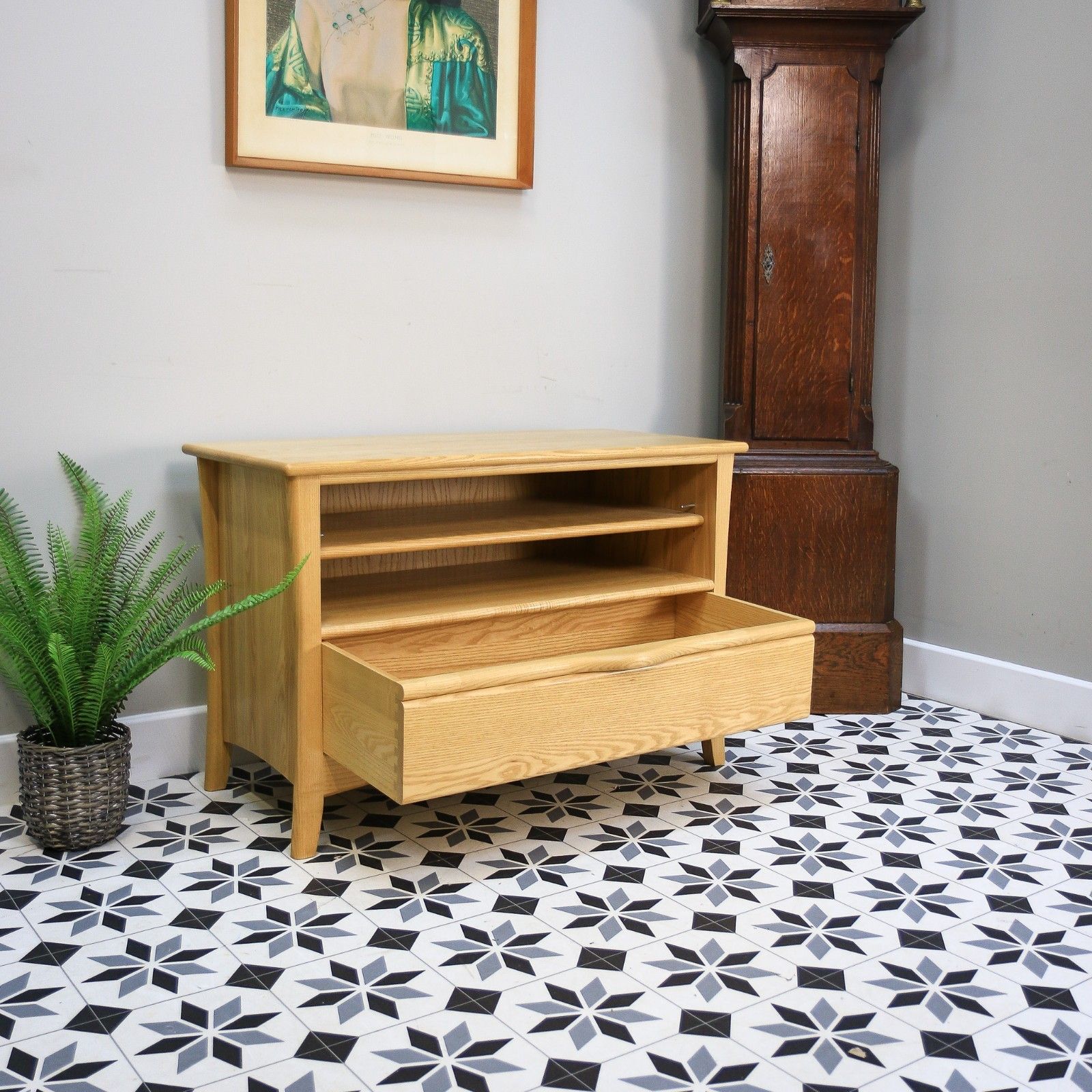 Ercol Tv Media Stand In Elm And Ash, Light Blonde Finish. photo buy