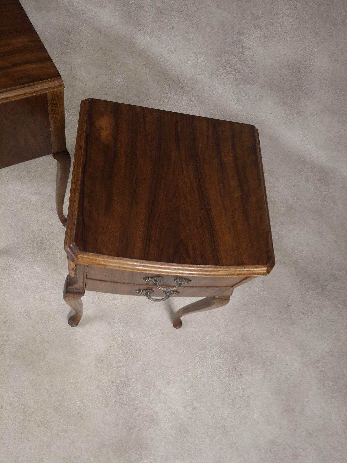 Pair Vintage Walnut Bedside Tables French Louis XV Style Bedside Chests photo 245.0