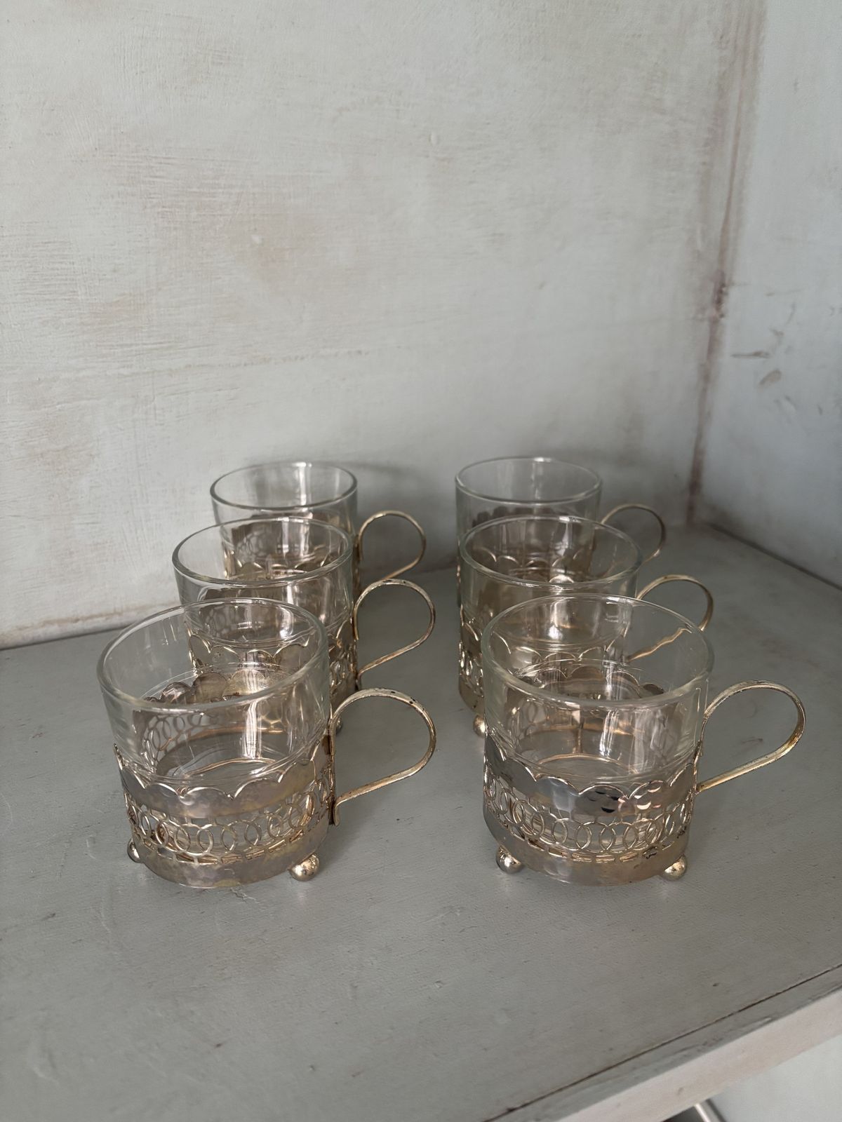 6 Vintage Glass And Silver Plated Cups Made In France By Duralex photo buy