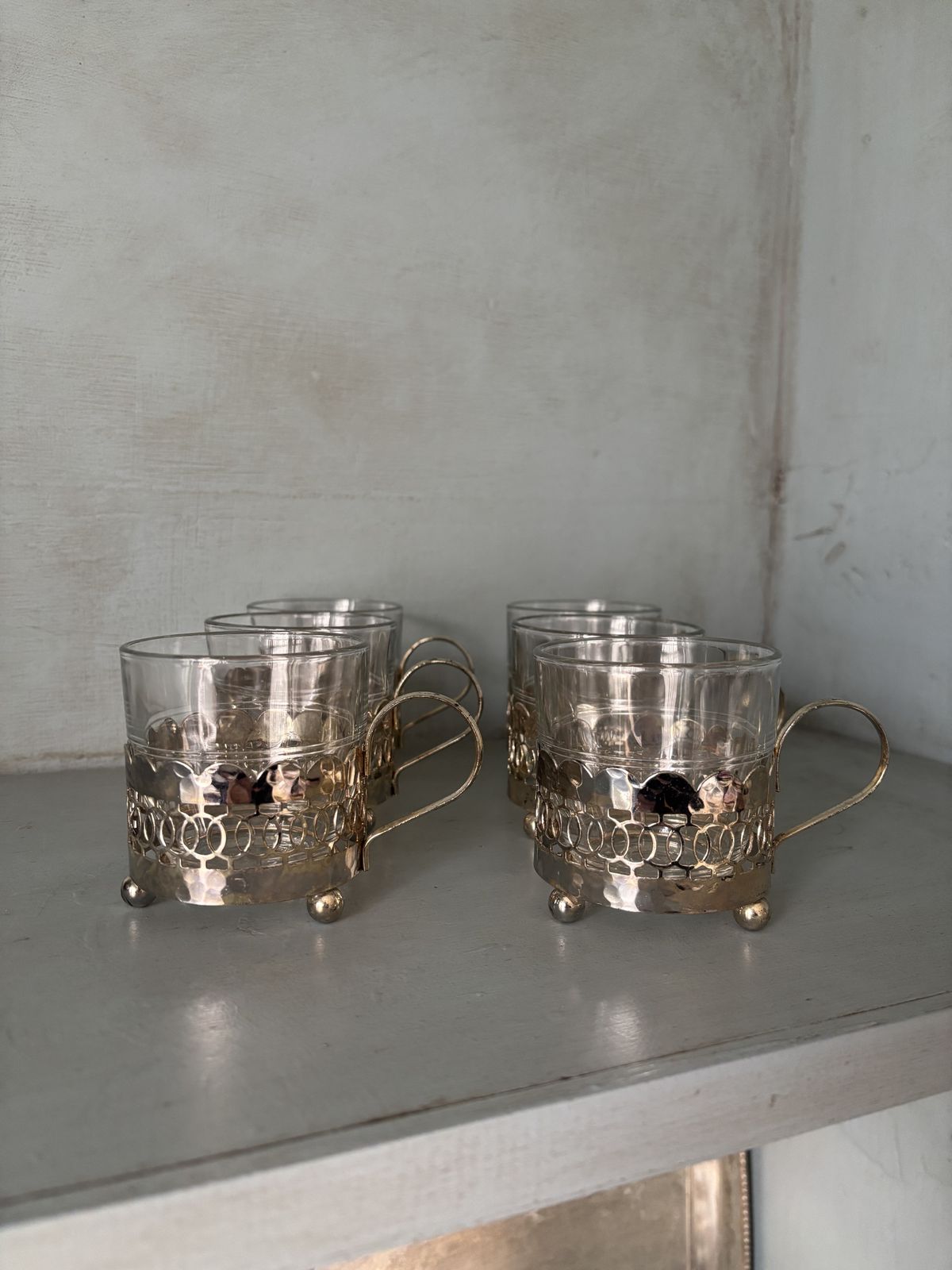 6 Vintage Glass And Silver Plated Cups Made In France By Duralex