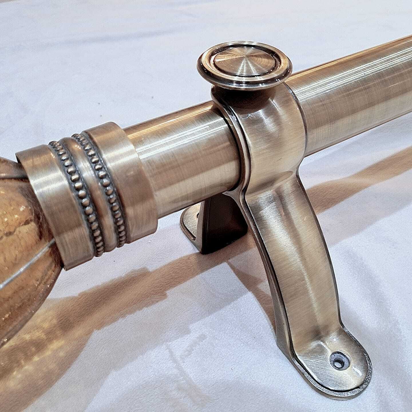 50mm Heritage Quality Curtain Pole – Hand Blown Crackle Glass Finials With Original Matching Rings & Brackets photo Home Fixtures