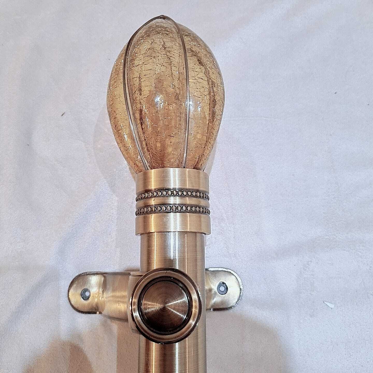 Stunning 50mm Heritage Quality Curtain Poles – Hand Blown Crackle Glass Finials With Original Matching Rings & Brackets photo 350.0