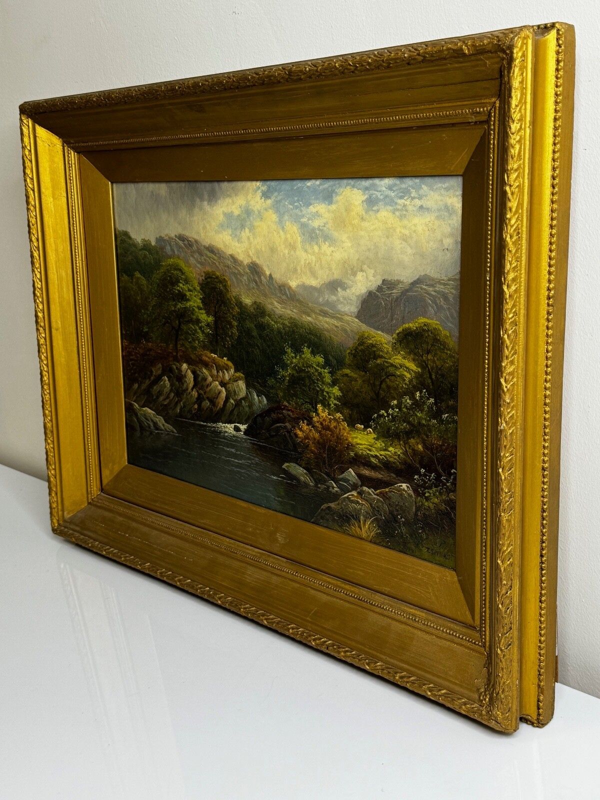 19th Century Oil Landscape A Quiet Pool North Wales On The Conwy River By Thomas Spinks photo Art