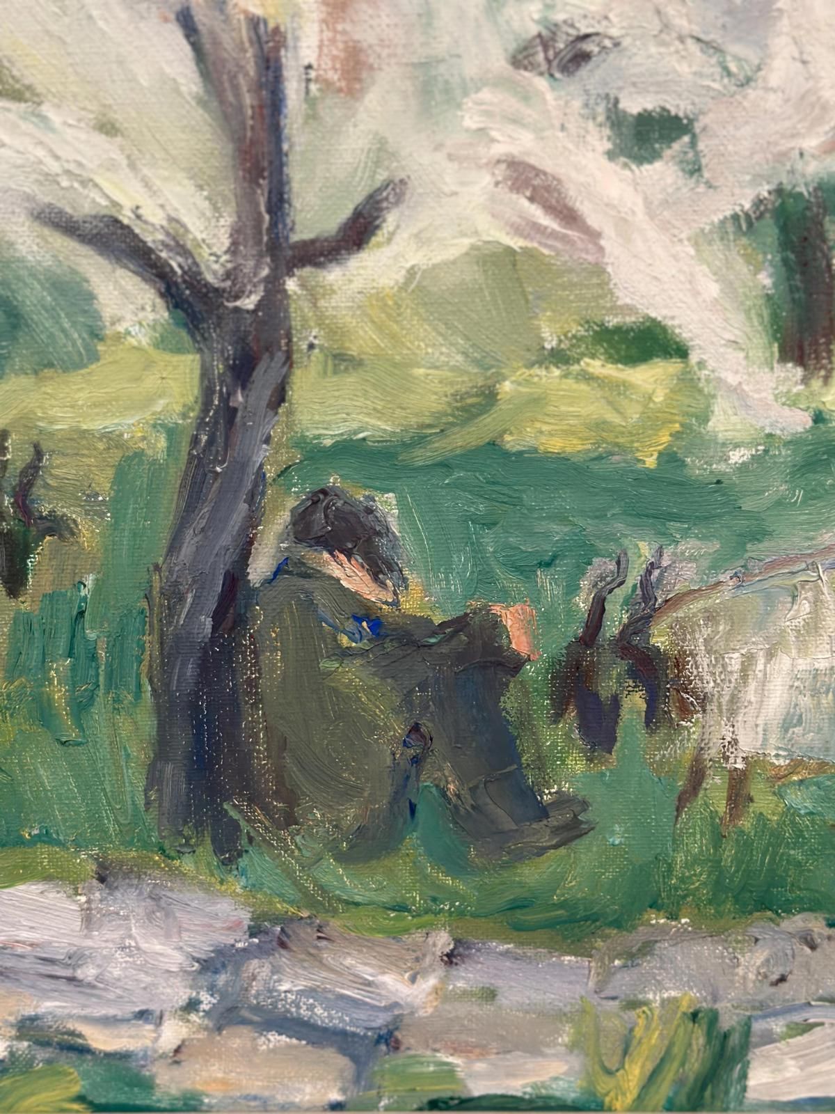 Original Swedish Oil On Canvas – “Shepherd” By May Nicklasson – Vintage & Framed – 64 × 73 Cm (25.2" × 28.7") photo buy