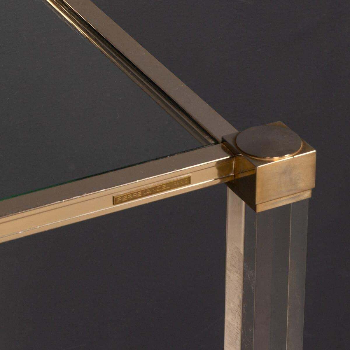 20thc French Brass & Lucite Console Table By Pierre Vandel C.1970 photo vintage