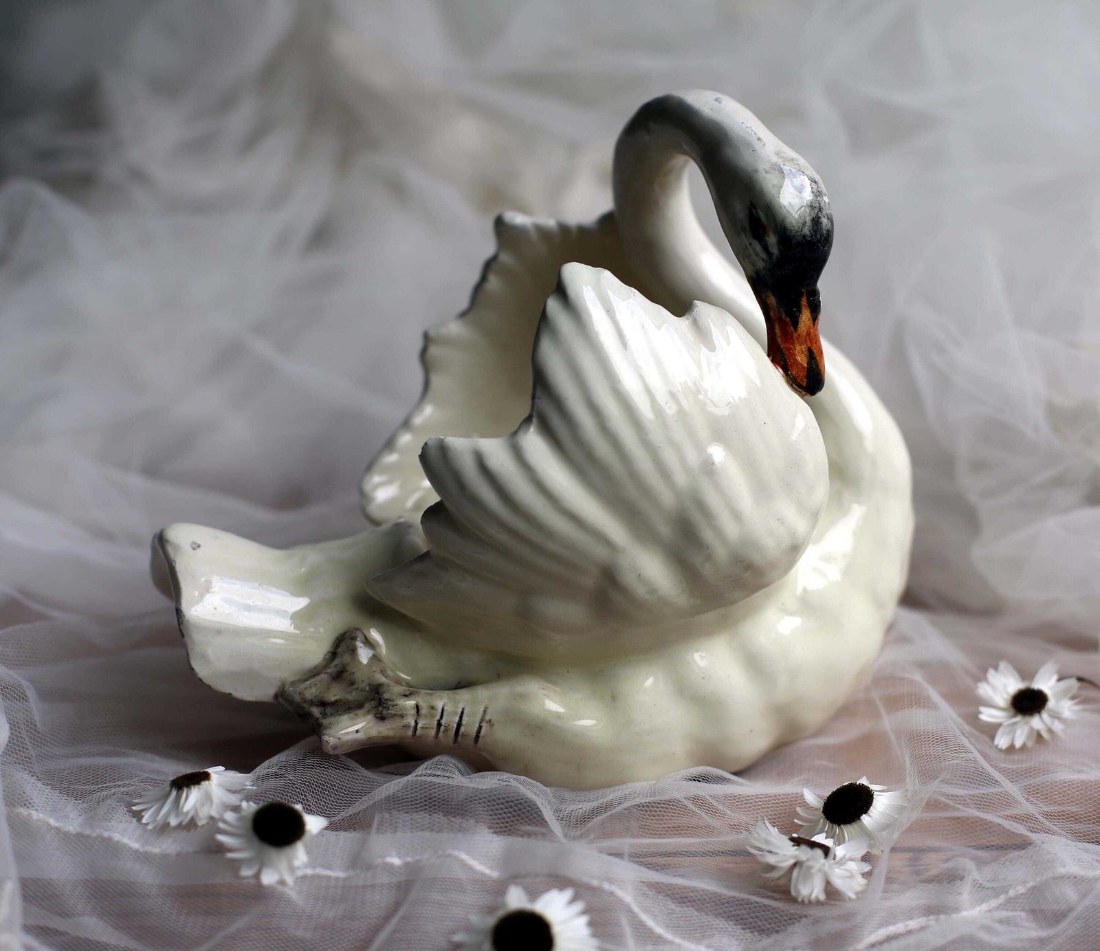 Antique French Majolica Swan Pot Delphin Massier Fils Vallauris photo Home Decor