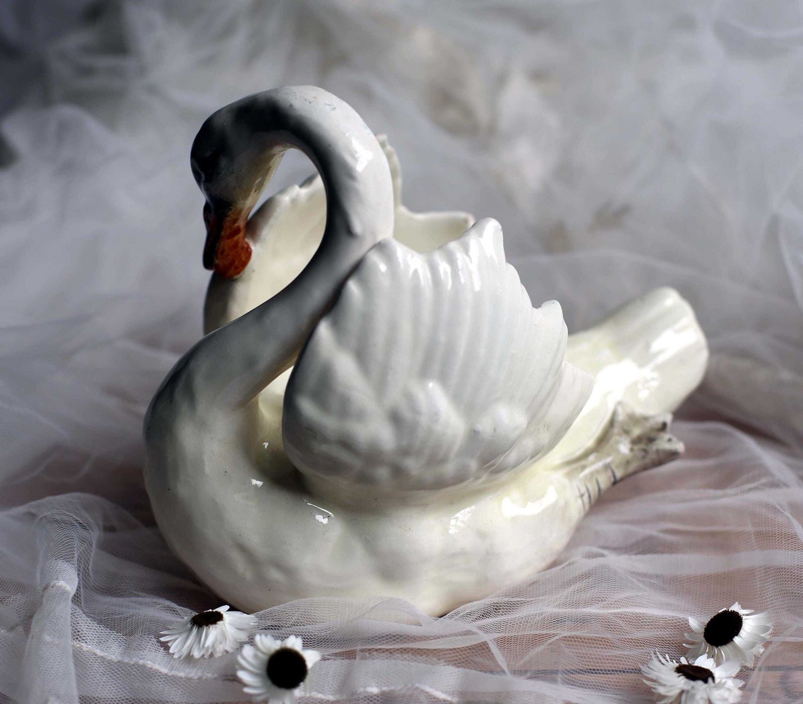 photo for sale Antique French Majolica Swan Pot Delphin Massier Fils Vallauris