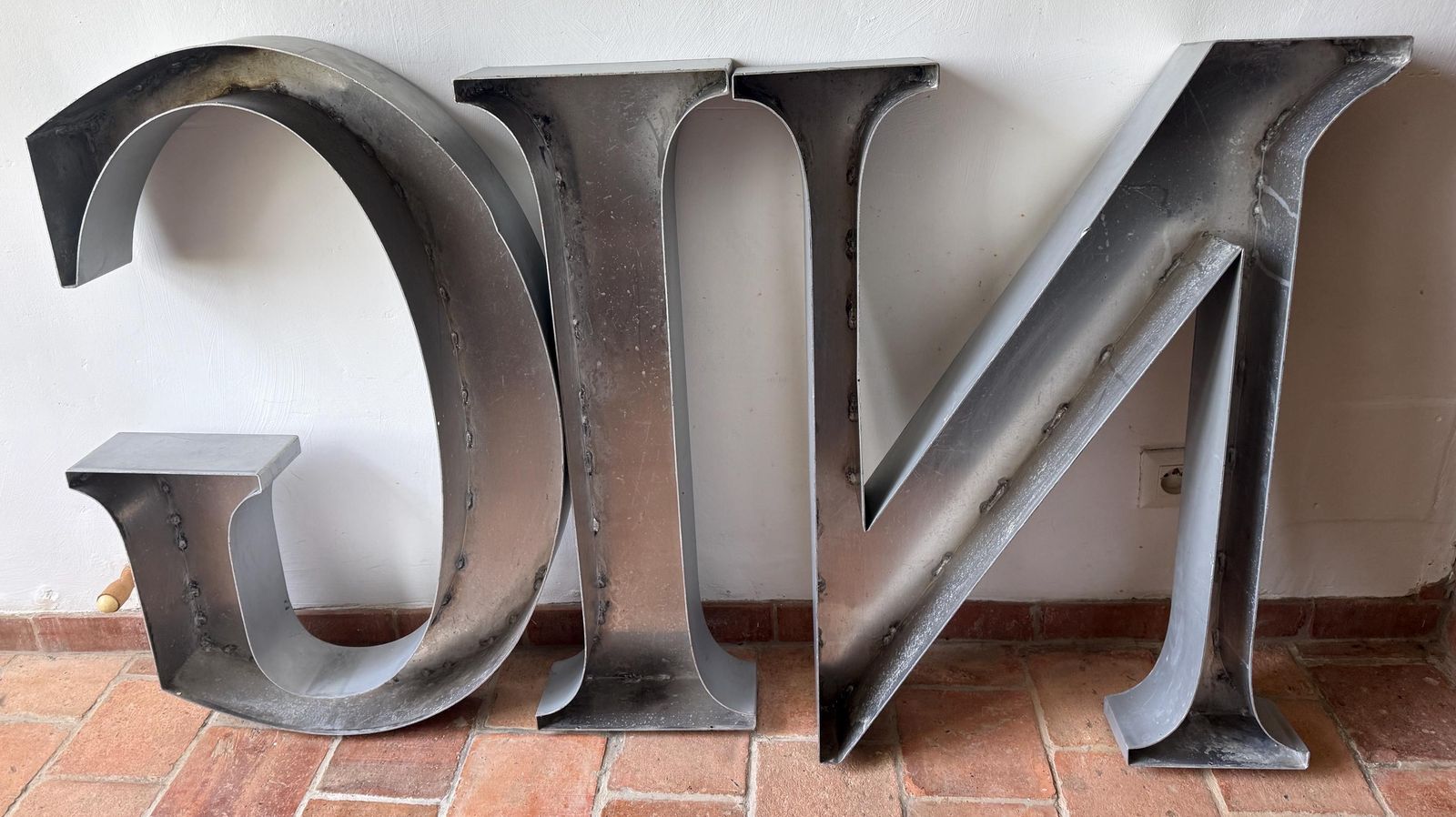 photo furniture Large Gin Sign Mid Century Aluminum Letters Vintage Barware Industrial French Bar Decor Pub