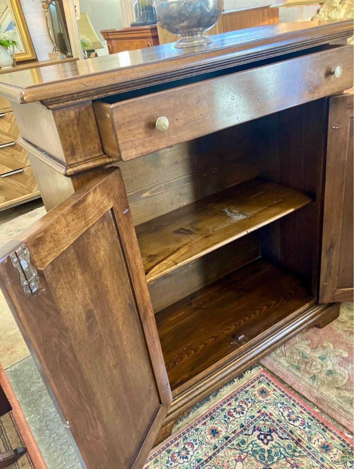 Antique Rustic Oak Housekeepers Cupboard Cabinet With Drawer | Victorian Country House Storage photo for sale