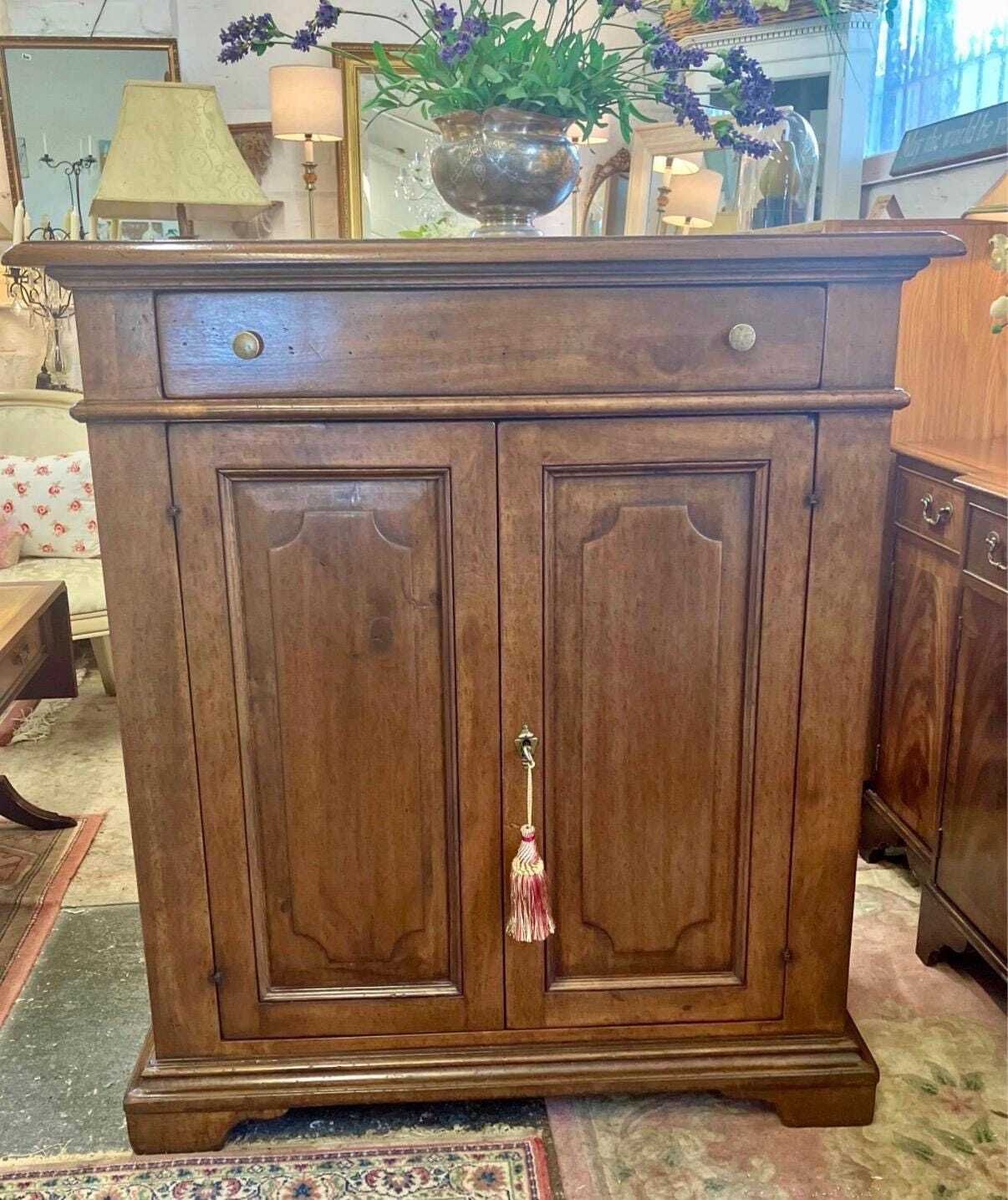 Antique Rustic Oak Housekeepers Cupboard Cabinet With Drawer | Victorian Country House Storage photo 495.0