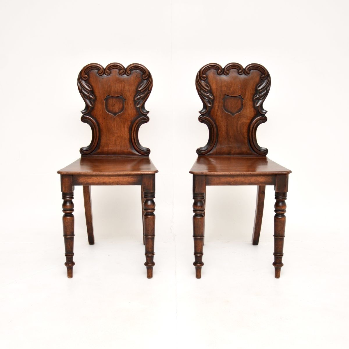 Pair Of Antique William IV Mahogany Hall Chairs photo furniture