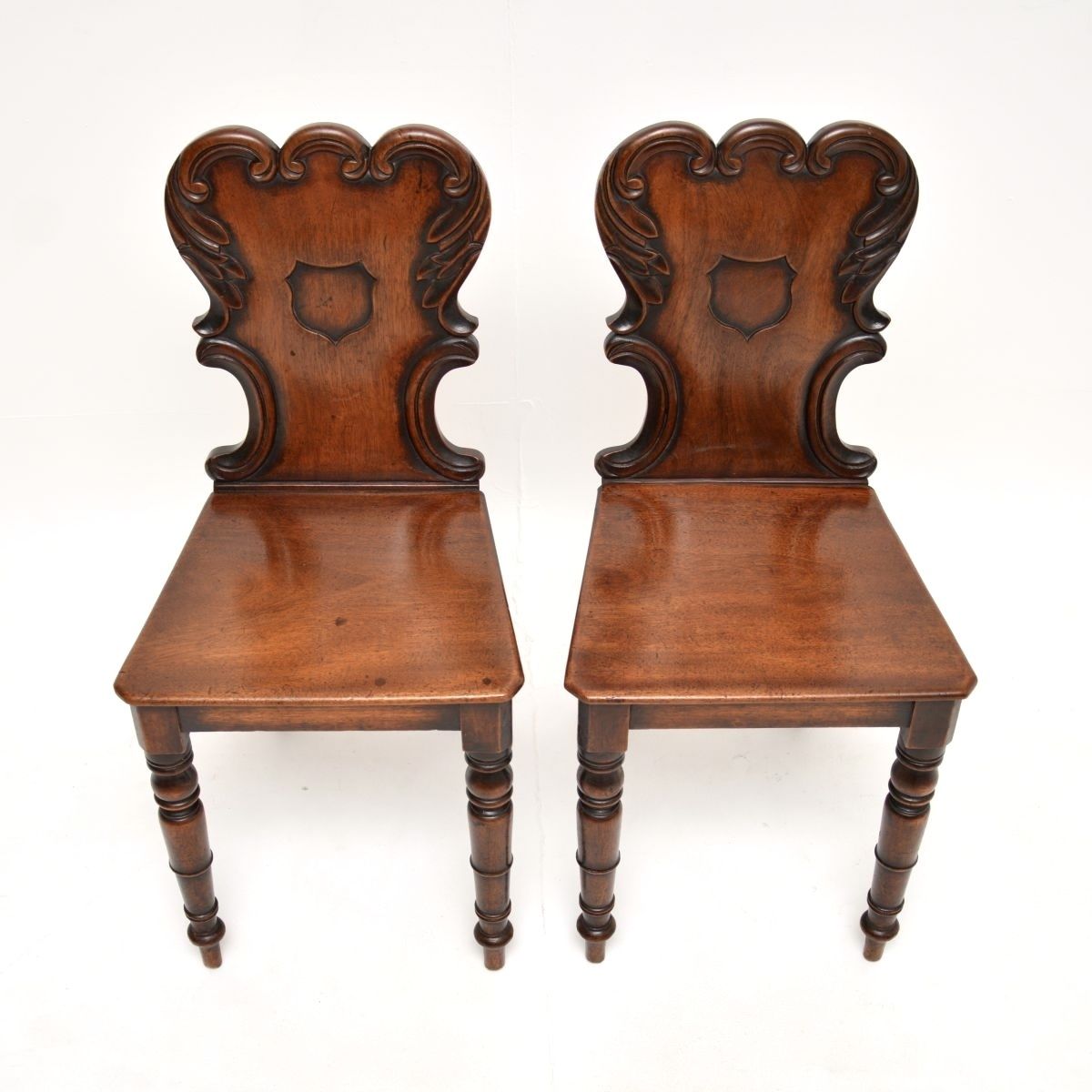 Pair Of Antique William IV Mahogany Hall Chairs photo for sale