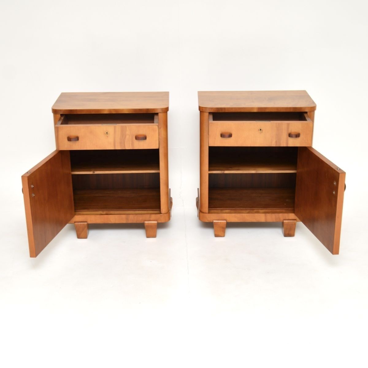 Pair Of Swedish Art Deco Walnut Bedside Cabinets photo buy