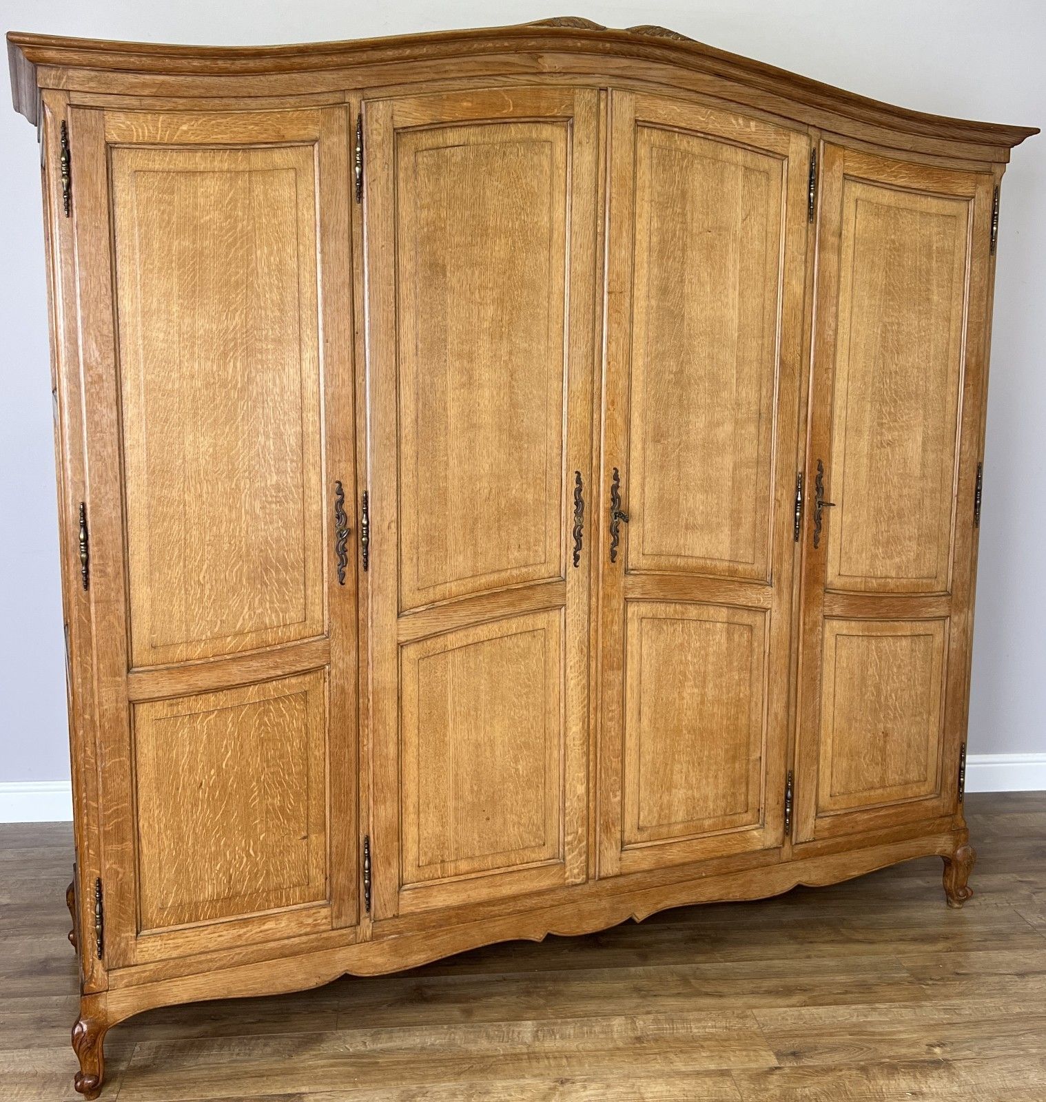 Wardrobe Vintage French Louis XVI Style Oak Four Door Carved Armoire Lot 6106 photo Furniture