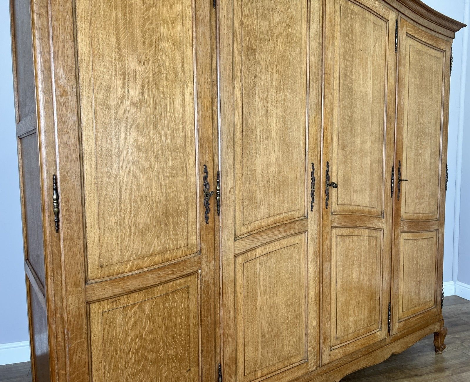Wardrobe Vintage French Louis XVI Style Oak Four Door Carved Armoire Lot 6106 photo vintage