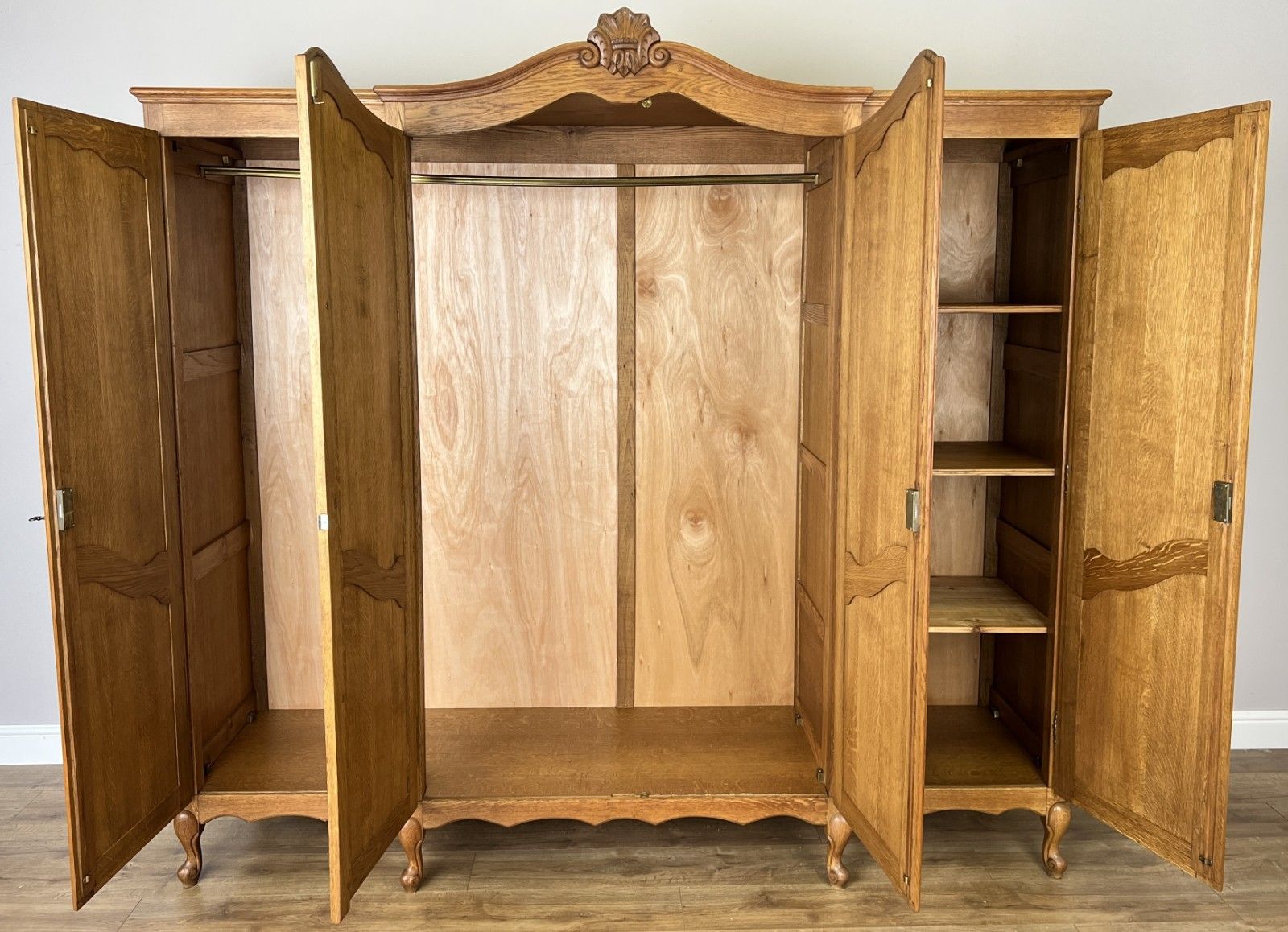 photo buy Wardrobe Vintage French Louis XVI Style Oak Four Door Carved Armoire Lot 6104