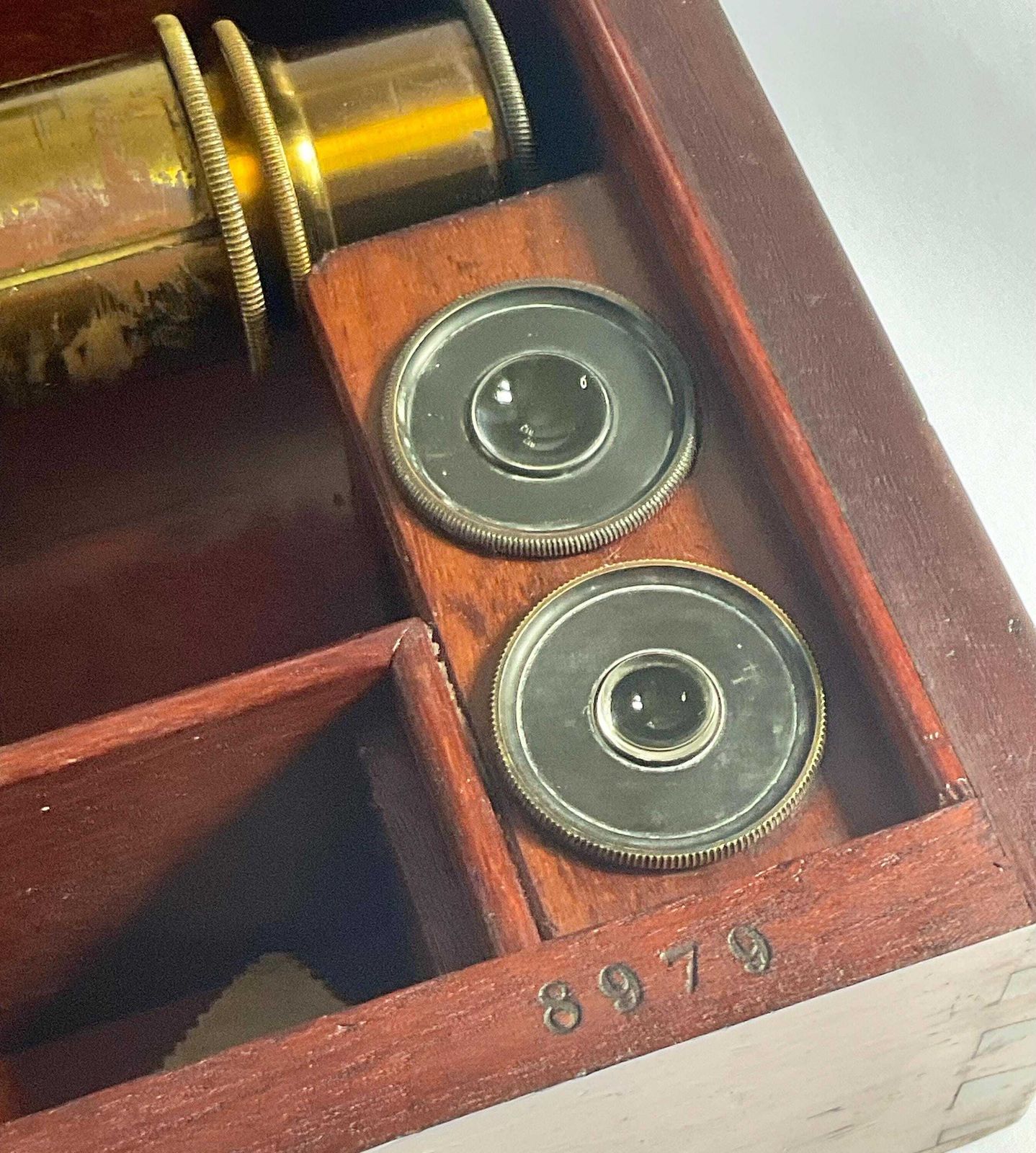 photo for sale Antique French Microscope With Case And Accessories, 1870. Medical Scientific.