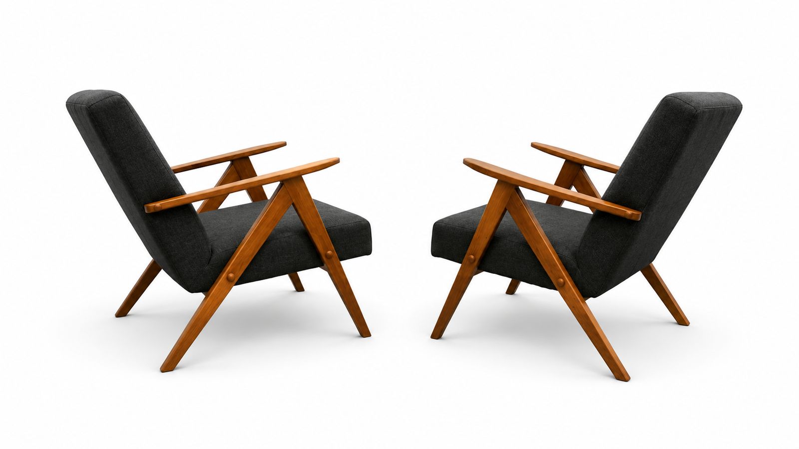 1960 Model B 310 Var Mid Century Easy Chair In Charcoal Grey Tweed photo for sale